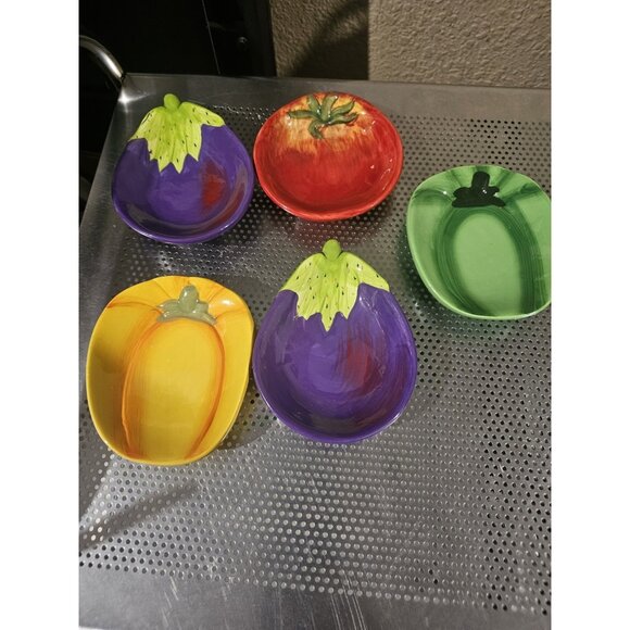 Pier 1 Other - Pier One Set Of 5 Vegetable Veggie Shaled Dip Bowls Ironstone